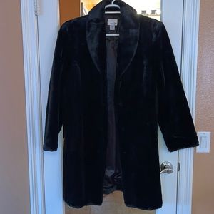 Worn twice, velvet black, coat.